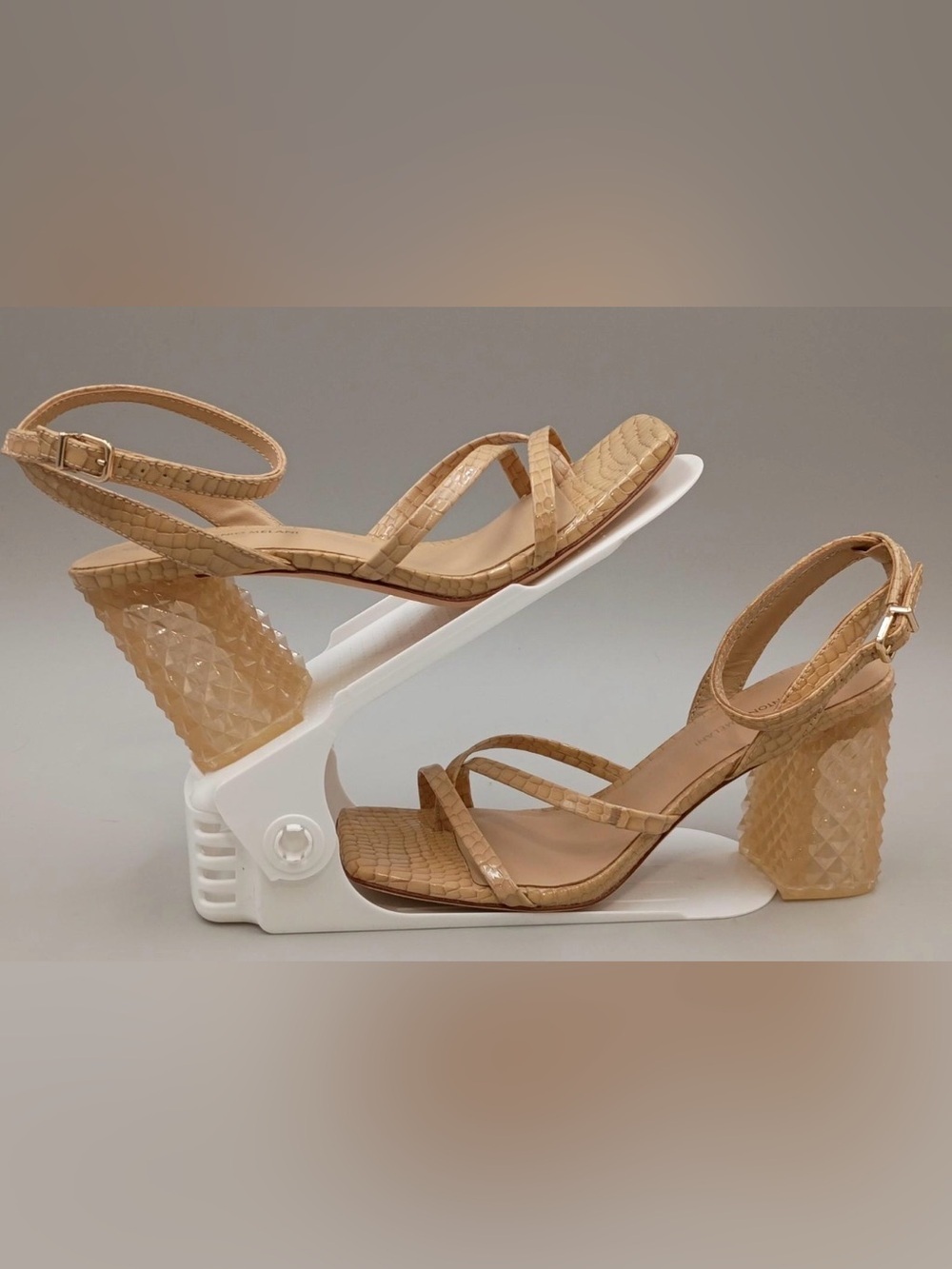Antonio Melani Women’s Snake Embossed Heeled Sandals Size 9M Ankle Strap Leather